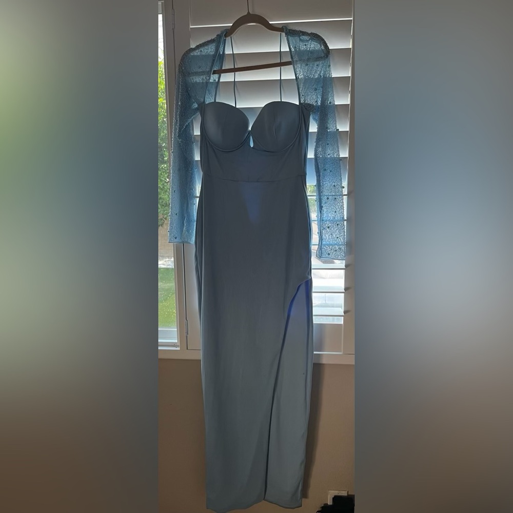 oh polly Diamante light blue dress